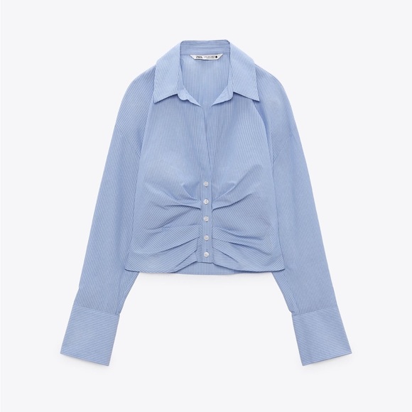 Zara Cropped Button Up Blouse - Picture 1 of 2
